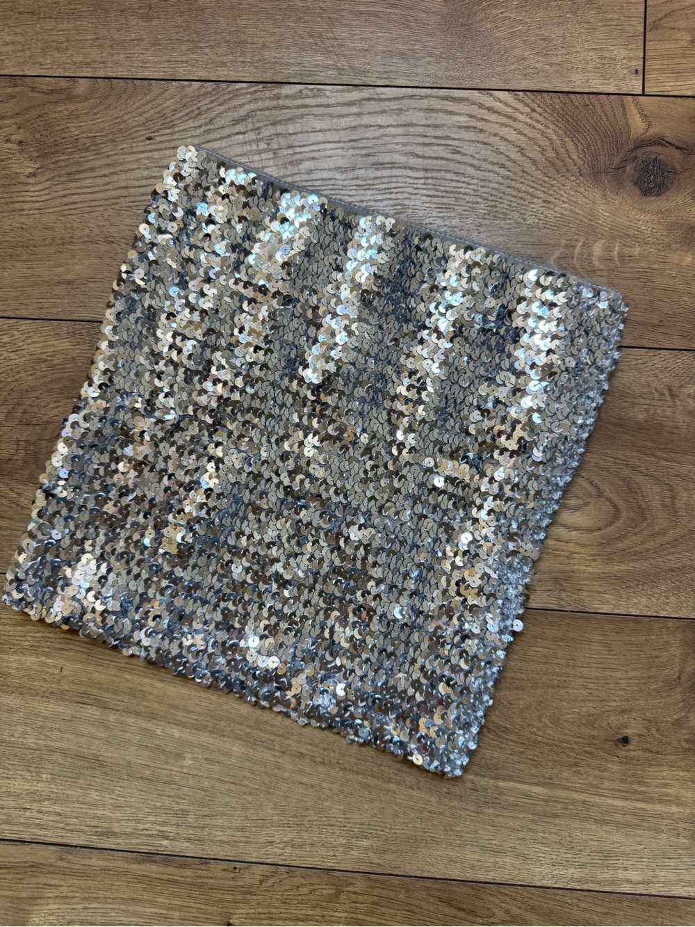 Sequin Stretchy Tube Top- Silver, Size S